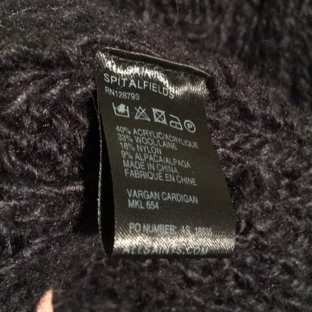 ALLSAINTS SPITALFIELDS Chunky Knit Button Down Norwegian Inspired Cardigan Sz.S